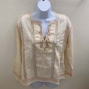 Johnny Was Vintage Cream Long Sleeve Top M